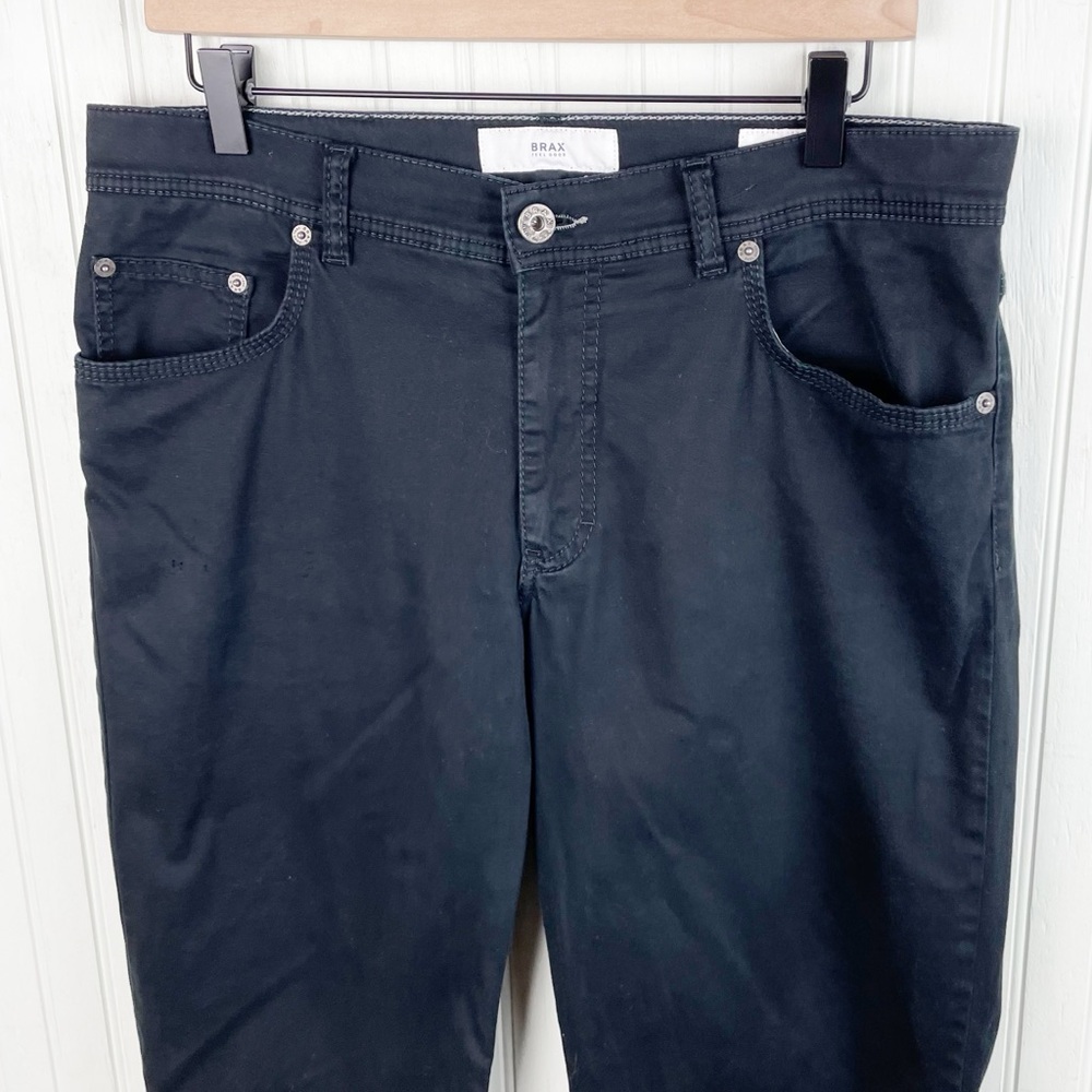 Brax Cooper Fancy Regular Fit Straight Leg Pants Solid Black Men's Size 34 - Picture 3 of 10